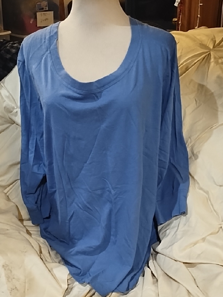 Avenue Blue Long Sleeve Scoop Neck Tee